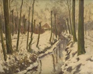 Paysage Enneige Avec Riviere by Victor Wagemaekers