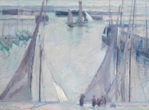 Deux-mats Quittant Leport by Maurice Wagemans