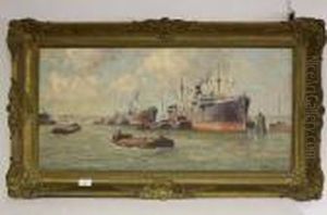 Zeeschepen In De Haven by Pieter Johannes Al. Wagemans