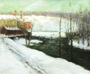 River Landscape - Winter by Alfred Wagner