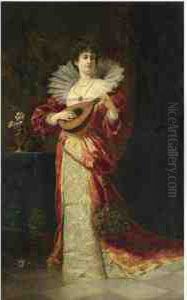 Dame Mit Laute (lady With Lute) by Ferdinand Ii Wagner
