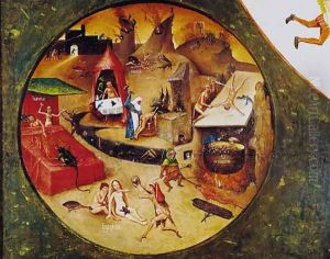 Tabletop of the Seven Deadly Sins and the Four Last Things (detail of Hell) c.1480 by Hieronymous Bosch