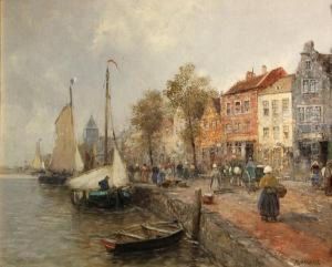 Village Port With Figures