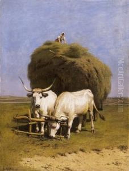 Hay-cart With Bride On The Top - view 1