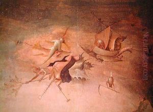 Detail of the left-hand panel, from the Triptych of the Temptation of St. Anthony by Hieronymous Bosch
