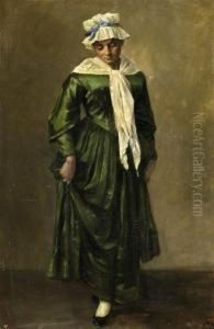 Portrait Of A Young Lady With Green Robe, Her Dark Hair Covered By A White Mobcap Portrait Of A Young Lady With Green Robe, Her Dark Hair Covered By A White Mobcap