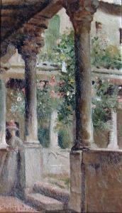 Jeune Femme Dans Le Cloetre Du Jardin by Jacques-Clement Wagrez