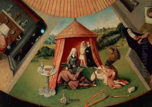 Luxury, detail from The Table of the Seven Deadly Sins and the Four Last Things, c.1480 by Hieronymous Bosch