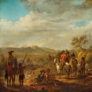 Horsemen In A Landscape by Johann Salomon Wahl