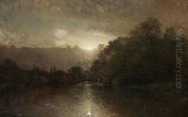 Moonlit River Landscape - view 1