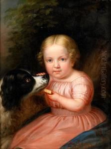 Liten Flicka Med Hund - Portratt Av Anna Kahl by Erik Wahlbergson
