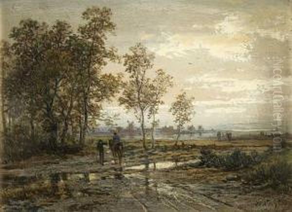 "weite Landschaft" Mit Reiter-und Personenstaffage - view 1