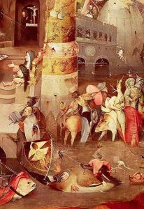 Triptych of the Temptation of St. Anthony (detail of the lower right hand side) by Hieronymous Bosch