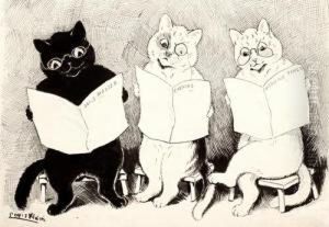 Three Cats Reading The Daily Papers by Louis Wain