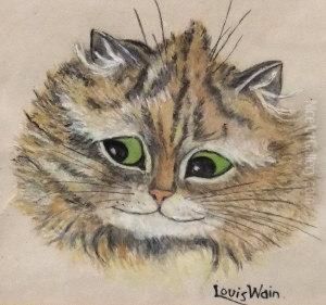 Portrait Of A Cat's Head by Louis Wain