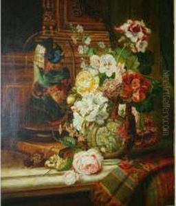 Still Life Of Flowers In A Stoneware Vase