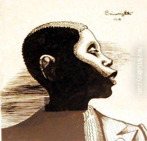 Portrait Of A Young Black Male Inprofile by Albert Wainwright