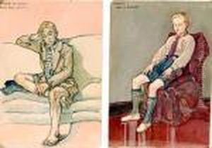 Young Males In Seated Pose To An Interior Setting by Albert Wainwright