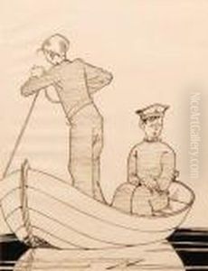 Two Youngsea Cadets To A Sailing Boat by Albert Wainwright