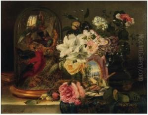 Nature Morte Au Globe Et Fleurs Toile.