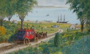 Eastland Overland Stage". Signed Lower Right "harold Durandwhite". by Harold Waite