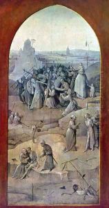 Triptych of Temptation of St Anthony (outer right wing) by Hieronymous Bosch