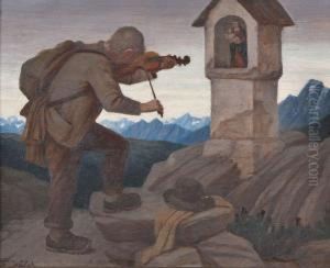Bergsteiger Spielt Ein Lied Auf Der Geige by Thomas Walch