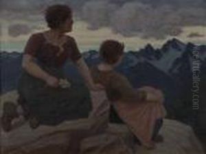 Mutter Mit Tochter Auf Gipfel Blicken Auf Die Tiroler Bergwelt by Thomas Walch