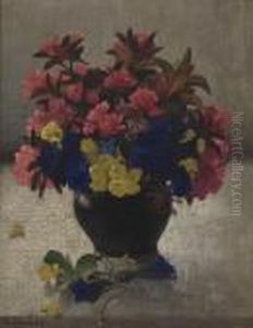 Stillleben Mit Almrausch, Enzian Und Schlusselblumen by Thomas Walch
