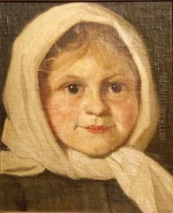 A Young Girl Wearing A Kerchief A Young Girl Wearing A Kerchief