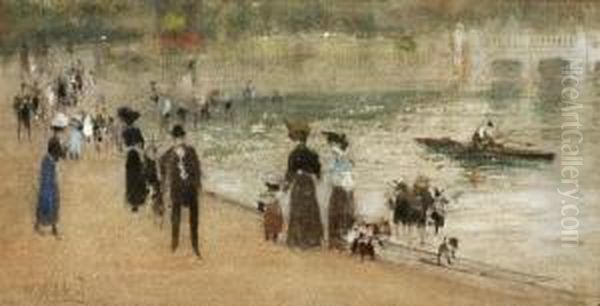 Figures Walking In A Park - view 1