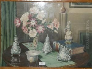 Stilllife Of Flowers And Silver