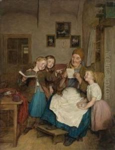 Grandmother With Three Granddaughters by Ferdinand Georg Waldmuller