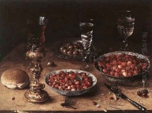 Still-Life with Cherries and Strawberries in China Bowls 1608 by Osias, the Elder Beert