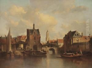 A View Of Delft With The Rotterdamse Poort by Antonie Waldorp