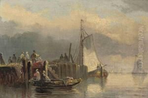 A Harbour View With Boats by Antonie Waldorp