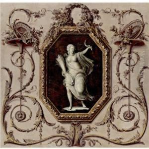 Trompe L'oeil With Demeter In A Painted Cartouche