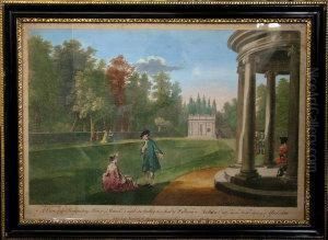 A View Of The Moon Pond And The Temple Of Piety At Studley by Anthony Walker