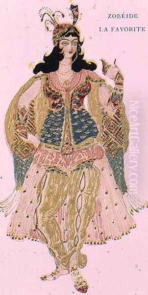 Zobeide, the favourite concubine and leader of the harem of Shariar, costume design for Diaghilev's production of the ballet 'Scheherazade', 1910 by Leon Samoilovitch Bakst