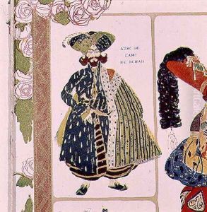 Aide-de-camp of the Shah, costume design for Diaghilev's production of the ballet 'Scheherazade', 1910 by Leon Samoilovitch Bakst