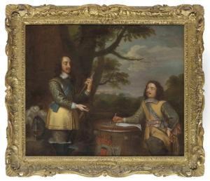 Double Portrait Of King Charles I And His Secretary Atwar, Sir Edward Walker , Three-quarter-length, In A Woodedlandscape, Windsor Castle Beyond