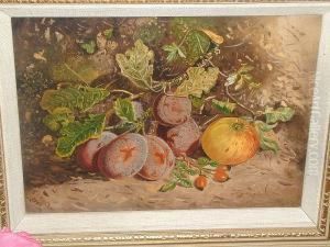 Still Life With Plums And Rose Hips by Edward Walker