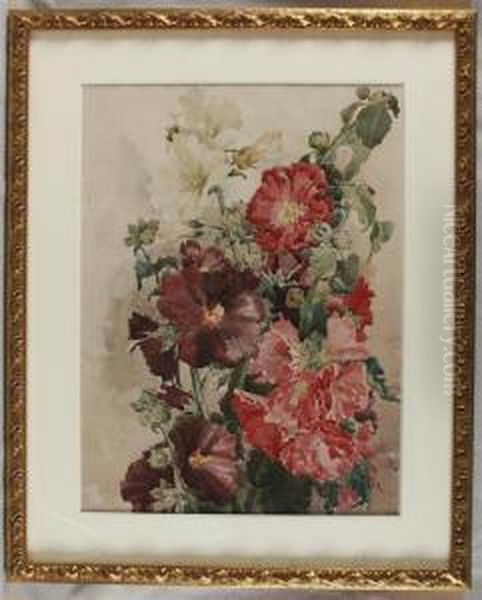 Hollyhocks - view 1