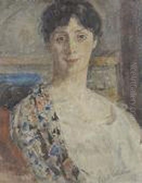 Portrait Of A Lady With A Floral Shawl - view 1