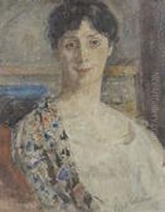 Portrait Of A Lady With A Floral Shawl