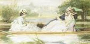Elegant Ladies Reclining In A Punt