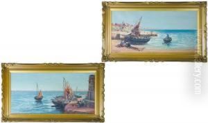 Scottish Coastal Harbour Scenes by Gilbert Walker