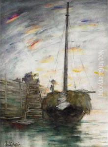 Unloading Hay Boat, Sunrise by Horatio Walker