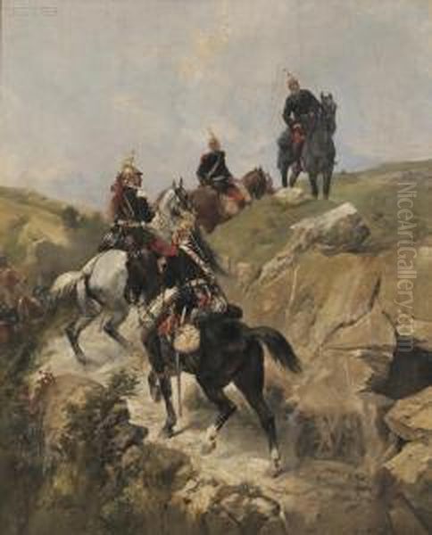 Cavalrymen Ascending A Hill - view 1