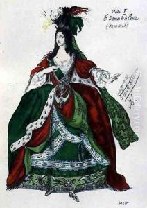 Costume for a female courtier and dancer, from Sleeping Beauty, 1921 by Leon Samoilovitch Bakst